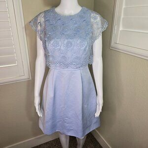 Ted Baker Light Blue Mini Dress Embroidered Lace Top